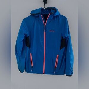 Marmot Vibrant Blue Jacket with Bold Orange Zipper kids size large